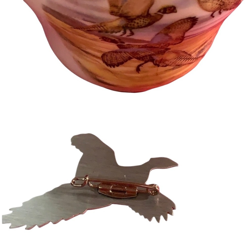 Regency, Cup & Saucer with Pheasant flying in orange evening sky. Bone China - Picture 8 of 8